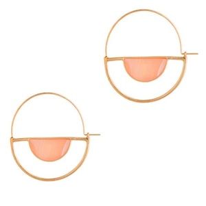 New Pink Resin Gold Semicircle Hoops